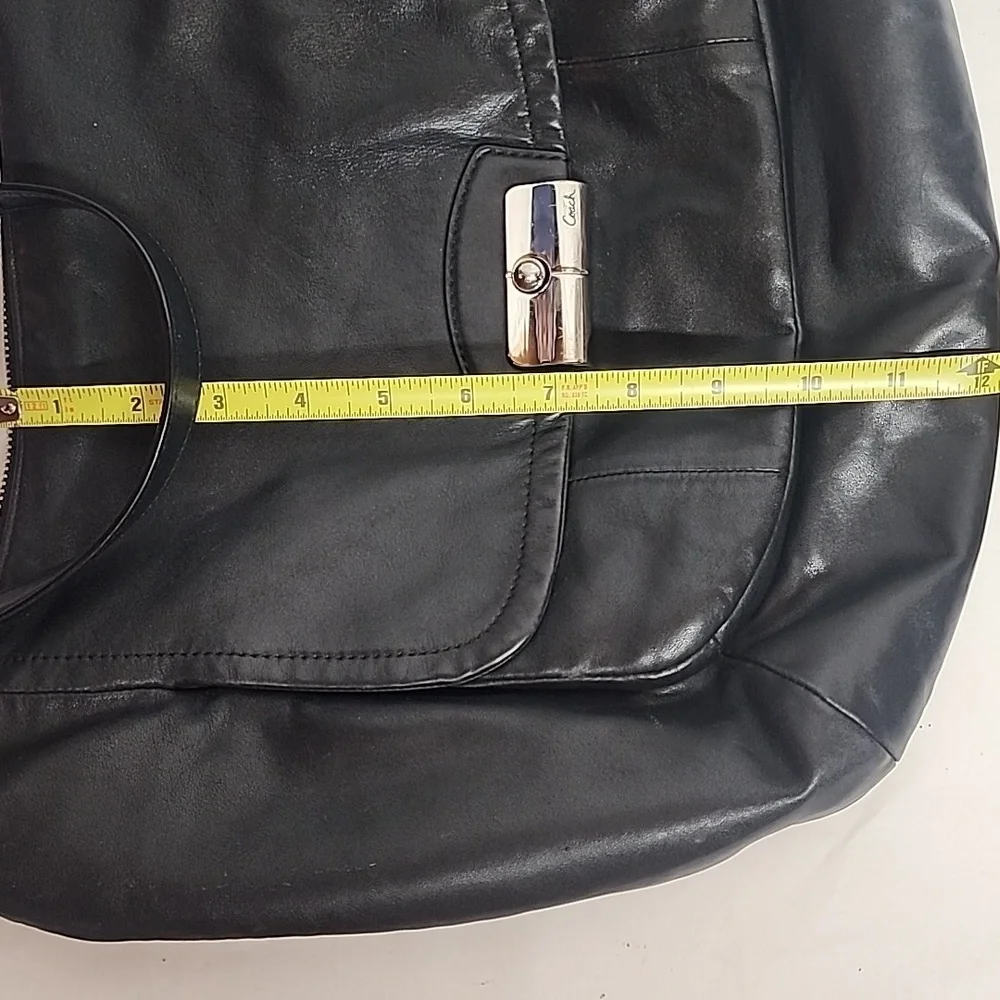 COACH Classic Black soft leather Crossbody Messenger Shoulder Hobo Saddlebag WOW